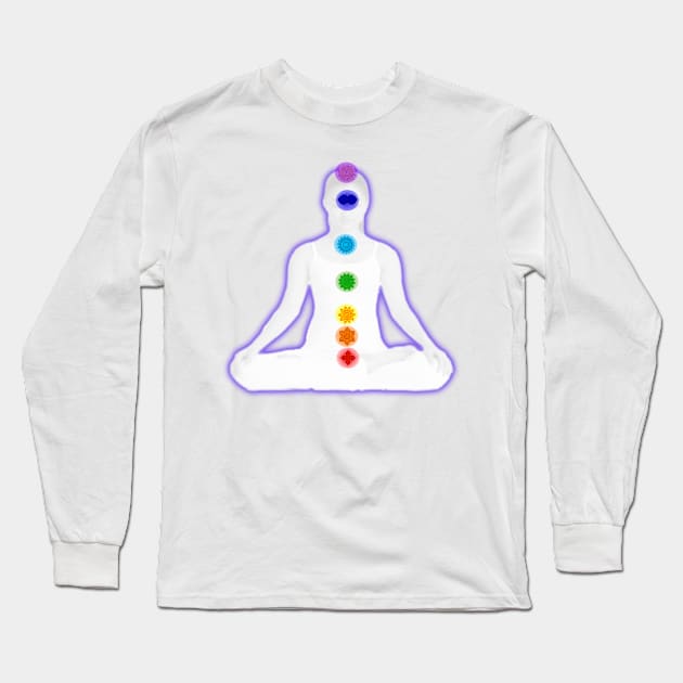 Chakra Mediation 1-White Long Sleeve T-Shirt by m2inspiration